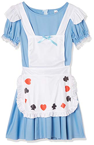 Smiffys-39474S Disfraz de Nina baraja de Cartas, con Vestido, Color Azul, S - EU Tamaño 36-38 (Smiffy'S 39474S)