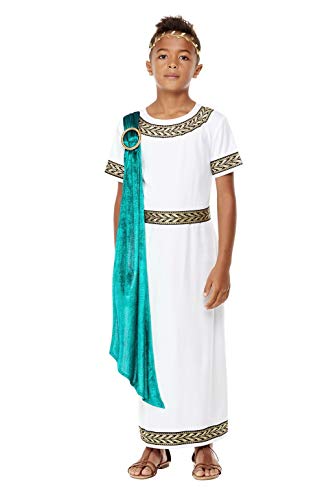 Smiffy's Deluxe Boys Empire Costume Disfraz de Imperio Romano de lujo para niños de Smiffys, color blanco, M-7-9 Years 71014M