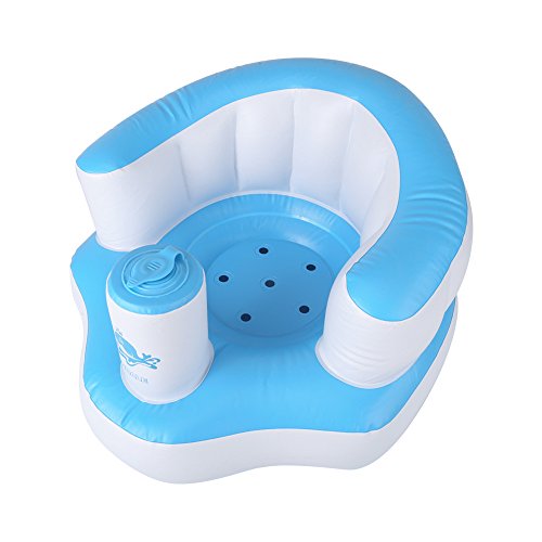 Sofá Inflable de la Silla de los niños Lindos Construido en el Asiento de baño de la Bomba Sofá portátil del Juego del bebé Regalo Maravilloso para los niños(Azul)