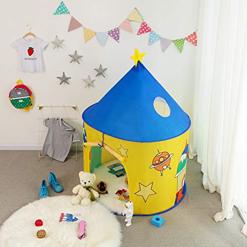 SONGMICS Tienda Infantil, Castillo Interior y Exterior, Pop-up Portátil, Tienda para niños, Bolsa de Transporte, Casa de Juego con Tema de Dinosaurio, Espacio Privado para Mayor de 3 niños LPT02YU