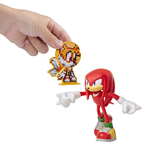 SONIC The Hedgehog - Jakks Knuckles Action 400534 Wave 1 - Figura de 10 cm con Disco de Cola Giratorio, tamaño Mediano, Color Rojo