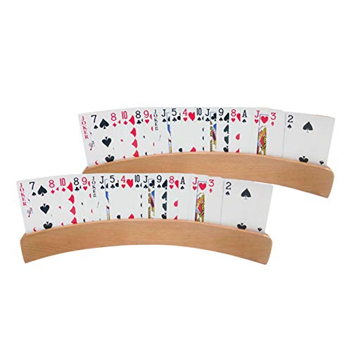 Soporte para Naipes De Madera - Juego De 2 Soportes para Tarjetas, Bandeja para Estantes, Diseño Curvo para Niños, Adultos Y Personas Mayores por Igual - Soporte para Juegos De Cartas Goo-se Games