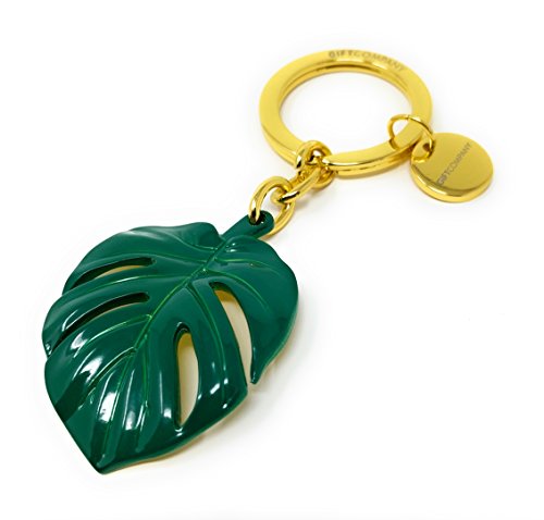 SoulSisters Living Llavero, diseño de hoja tropical con bonito colgante dorado de 18 quilates