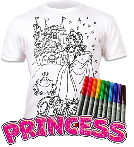 Splat Planet Camiseta de Princesa para Colorear con 10 bolígrafos mágicos Lavables no tóxicos - Camiseta para Colorear y Lavar (9-11 años)