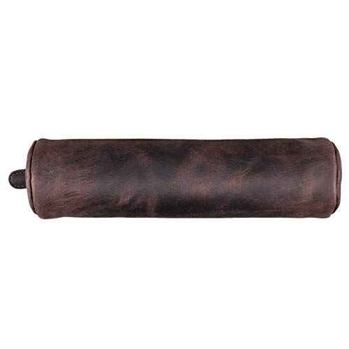 STILORD 'Miller' Estuche Redondo Piel Vintage Bolsa para Lápices y Bolígrafos Estuche Escolar Pencil Case Roll Portatodo para Hombre Mujer Cartuchera de Cuero, Color:marrón Oscuro