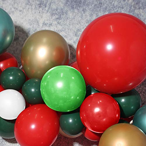 Sursurprise Kit de Arco de Guirnalda de Globos navideños - HO HO HO Globos de Papá Noel Confeti Verde Rojo Blanco para Fiesta de cumpleaños de año Nuevo de Navidad