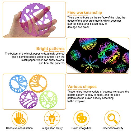 TANCUDER Spirograph Deluxe con Espirógrafo Regla Juego de Creativos para Niños Herramienta para Dibujo Geométrico Kit de Espirógrafo para Principiantes Ideal para Regalo para Niños