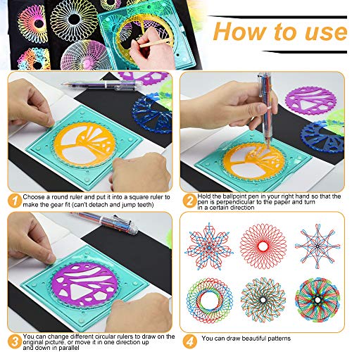 TANCUDER Spirograph Deluxe con Espirógrafo Regla Juego de Creativos para Niños Herramienta para Dibujo Geométrico Kit de Espirógrafo para Principiantes Ideal para Regalo para Niños