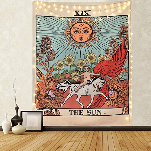 Tarot - Tapiz de pared, diseño de luna y estrella de sol, Europa medieval