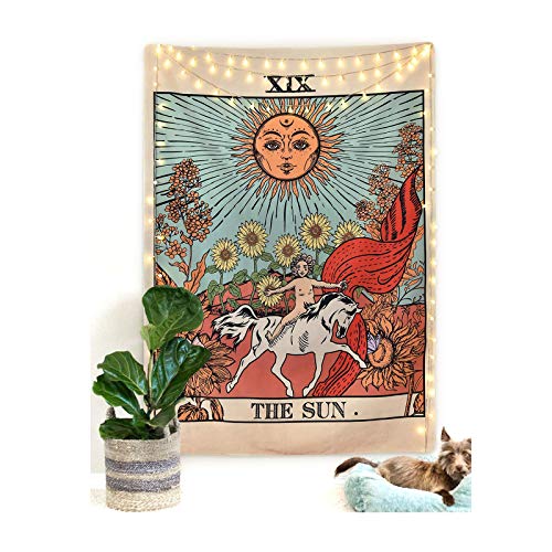 Tarot - Tapiz de pared, diseño de luna y estrella de sol, Europa medieval