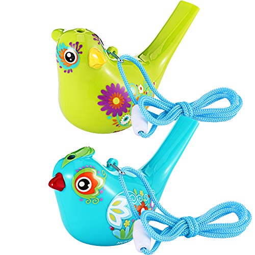 Tatuo 2 Piezas de Silbato en Pájaro, Silbato de Agua de Pájaro Colorido para Juguetes de Baño, Niños, Regalo de Cumpleaños, Regalo de Pascua (Cyan y Kelly, 2 Piezas)