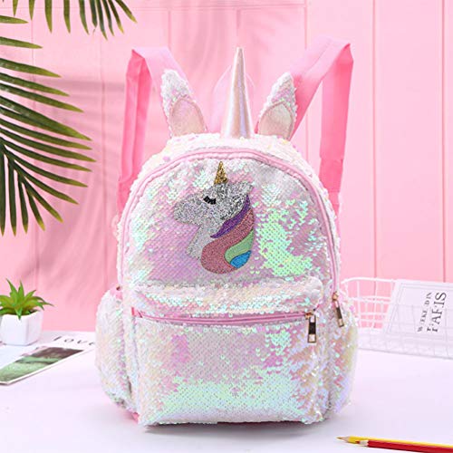 TENDYCOCO Mochila de Unicornio Mochila de Lentejuelas Reversible Linda Mochila de Lentejuelas Flip para niñas