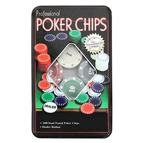 TEXAS HOLD*EM Juego de Poker 100 fichas numeradas con Caja + Ficha Dealer