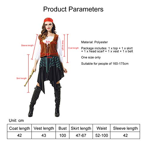 THEE Disfraz de Pirata de Halloween Cosplay Costume para Mujer