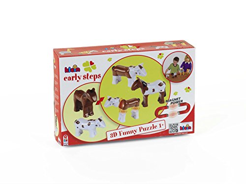 Theo Klein-75 Funny puzzle con 2 animales magnéticos, edad 1+, con caballo y vaca, juguete, Multicolor (75)