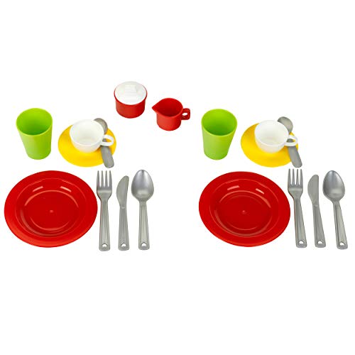 Theo Klein- Klein Goes Bio Dinner Set: Juego de Cena para 2 Personas de 19 Piezas, para niños a Partir de 2 años, Multicolor, 8.5 x 3 x 5.9cm (7602)