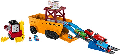 Thomas & Friends GDV38 Thomas and Friends Super Cruiser 2 en 1 - Juego de vehículos Grandes y Pistas con Motores Trackmaster y MINIS Train Engine, Multicolor