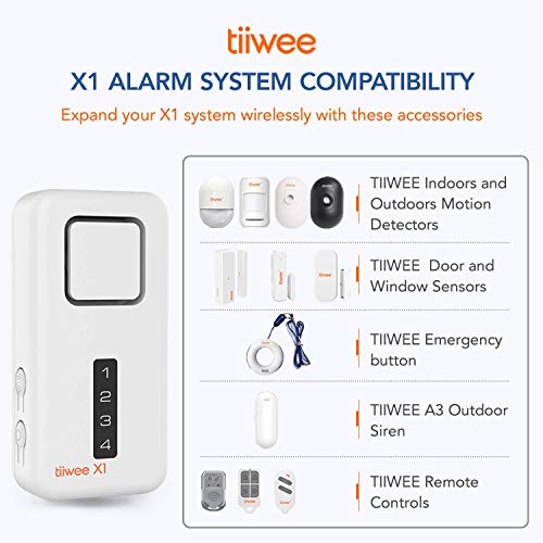 tiiwee X1 Sistema de Alarma para el Hogar - Inalámbrico - Sirena de 120 dB, 4 Sensores de Puerta y Ventana y 2 Controles Remotos