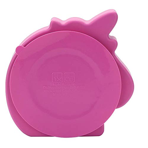 Tnfeeon Plato Llano de Silicona, Platos divididos de Silicona Anticaída Alimento Mantel Individual Ventosa Platos de Silicona para niños(Deep Rose Red)