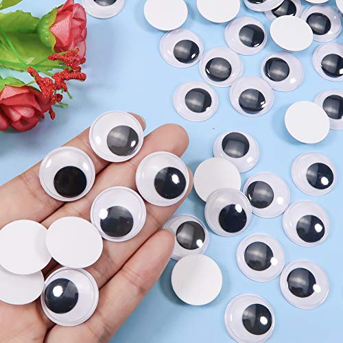 TOAOB 100pcs 20mm Round Wobbly Wiggle Craft Supplies Googly Eyes with Self Adhesive Sticky Kits for DIY Toys Scrapbooking Crafts