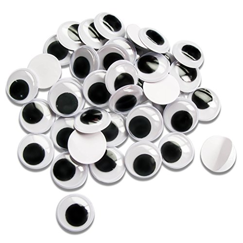 TOAOB 100pcs 20mm Round Wobbly Wiggle Craft Supplies Googly Eyes with Self Adhesive Sticky Kits for DIY Toys Scrapbooking Crafts