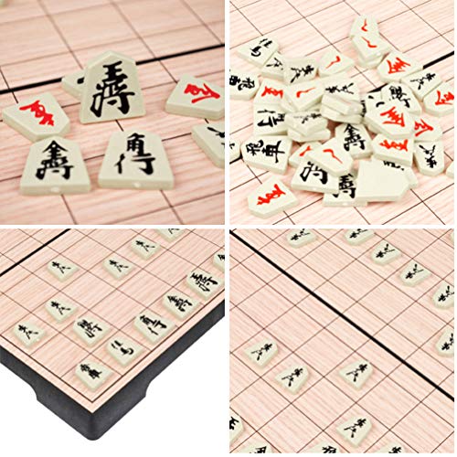 Tomaibaby Ajedrez Shogi Japonés Tablero Magnético Plegable Ajedrez Shogi Japonés Xiangqi con Cajones Y Piezas de Juego Tradicionales Koma