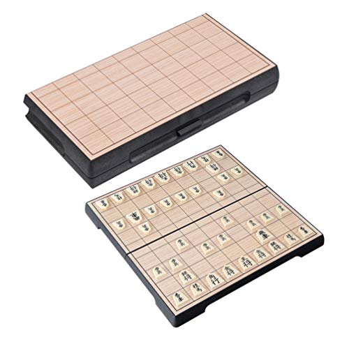 Tomaibaby Ajedrez Shogi Japonés Tablero Magnético Plegable Ajedrez Shogi Japonés Xiangqi con Cajones Y Piezas de Juego Tradicionales Koma