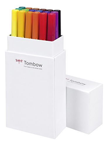 Tombow ABT-18P-1 Fiber Pen Dual Brush Pen con dos puntas Juego de 18 colores primarios