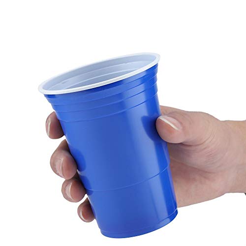 TOPINCN Cerveza Pong Juego de Bebida Set 22 UNIDS Juego de Tazas de Plástico con 4 UNIDS Ping Pong Bolas Al Aire Libre Bar Pub Pub Party Supplies 16 oz(Vasos Rojos 11 + Vasos azules11 + 4 Bolas)