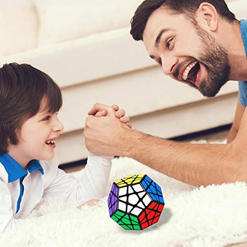 TOYESS Cubo Megaminx 3x3x3, Dodecaedro Cubo de Velocidad Rompecabezas Puzzles 3D para Niño Adultos, Negro