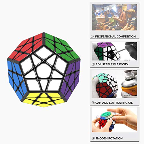 TOYESS Cubo Megaminx 3x3x3, Dodecaedro Cubo de Velocidad Rompecabezas Puzzles 3D para Niño Adultos, Negro