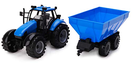 TOYLAND® Tractor agrícola con fricción Azul con Remolque - Boys Farm Toys