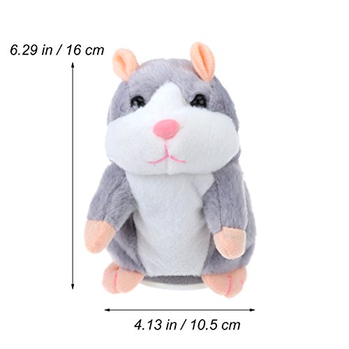 TOYMYTOY Juguete hámster de hablando Repite lo Que Dices Hamster Interactivo Peluche Habla juguete para regalo de niños, pilas no incluidas (Gris claro)