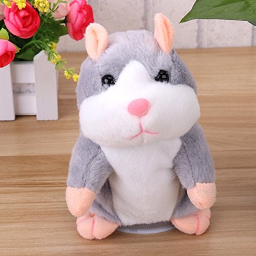 TOYMYTOY Juguete hámster de hablando Repite lo Que Dices Hamster Interactivo Peluche Habla juguete para regalo de niños, pilas no incluidas (Gris claro)