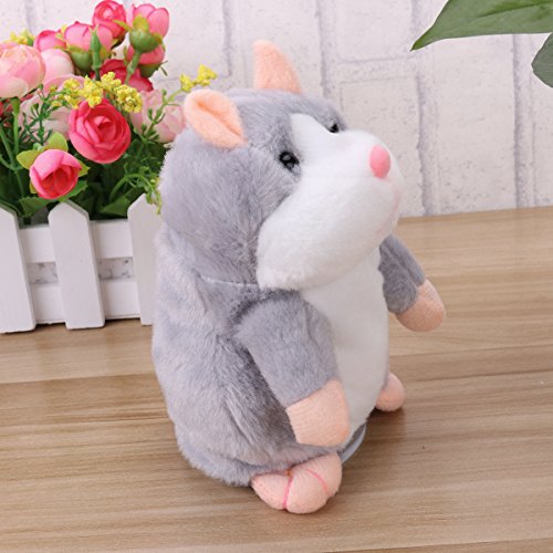 TOYMYTOY Juguete hámster de hablando Repite lo Que Dices Hamster Interactivo Peluche Habla juguete para regalo de niños, pilas no incluidas (Gris claro)