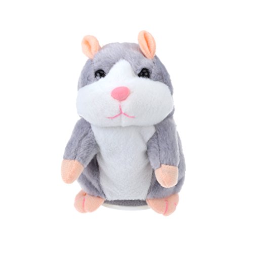 TOYMYTOY Juguete hámster de hablando Repite lo Que Dices Hamster Interactivo Peluche Habla juguete para regalo de niños, pilas no incluidas (Gris claro)