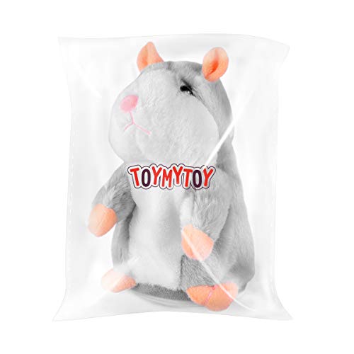 TOYMYTOY Juguete hámster de hablando Repite lo Que Dices Hamster Interactivo Peluche Habla juguete para regalo de niños, pilas no incluidas (Gris claro)