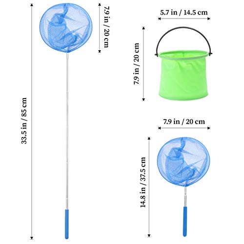 Toyvian Kit De Redes De Pesca De Mariposa Postes Telescópicos Cubo Plegable Insectos De Captura Al Aire Libre Bichos Redes 3 Piezas