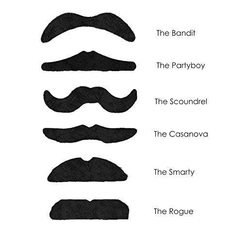 TRIXES Set de 12 Bigotes Autoadhesivos para Disfraz - Bigotes Postizos - Ideal para el Carnaval y Halloween