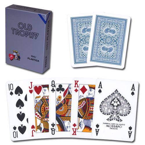 Trofeo antiguo Modiano 100% plástico cartas de Poker - azul