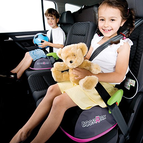 Trunki BoostApak - Mochila de viaje, Asiento alzador de viaje portátil y silla coche grupo 2 3 (Rosa)