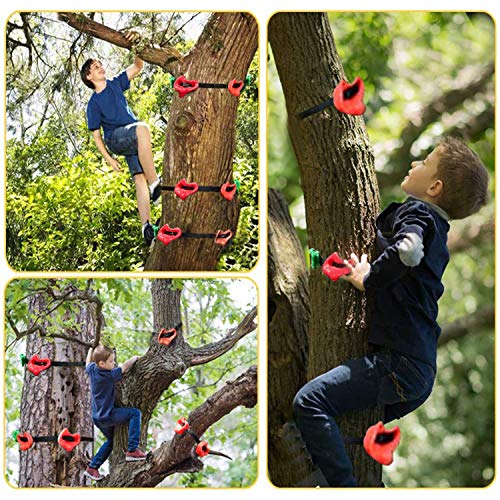 TUAHOO Backyard Ninja Tree Climbing Juego de Escalada en Roca Ninja Warrior Obstacle Course Slackline Ninja Piedras de Escalada para niños actividades al aire libre