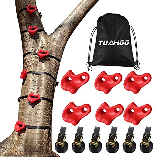 TUAHOO Backyard Ninja Tree Climbing Juego de Escalada en Roca Ninja Warrior Obstacle Course Slackline Ninja Piedras de Escalada para niños actividades al aire libre