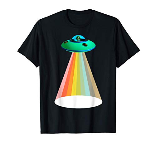 UFO Alien Abducción Invasión Rayo Arco Iris Extraterrestre Camiseta