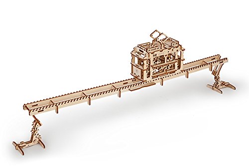 Ugears Tranvía con rieles - Mecánico 3D Rompecabezas de Madera -Kit de Construcción Sin Pegamento