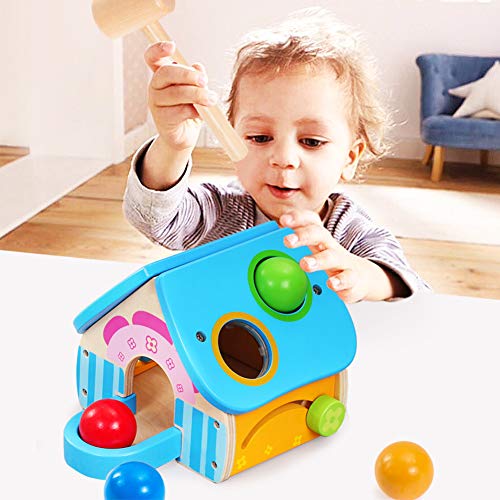 Vanplay Juguetes de Martillo de Madera, 4 en 1 Juego de Banco con Bolas para Bebés, Juegos de Casa para Niños 1 2 3 Años