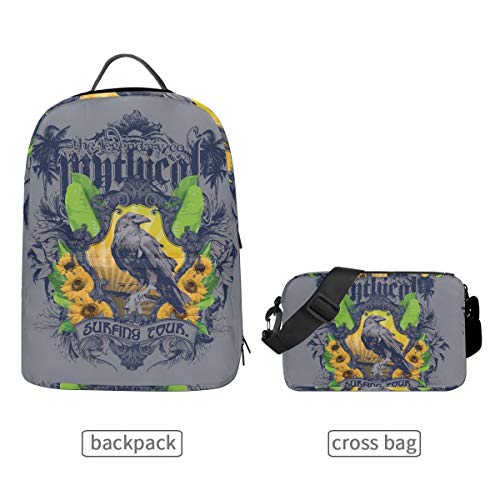 Vintage Reino Cuervo Mochilas Escolar Impermeable Mochila Escolares Bolso con Mensajero para Estudiante Niñas Niños