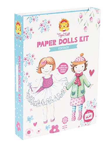 Vintage Style Paper Dolls Book. Colour and Create Fashion Dresses For Paper Dolls Activity Craft Set for Girls. Great travel activity packs for kids / Activity Book. Great Gifts for Girls 6 years old by Tiger Tribe