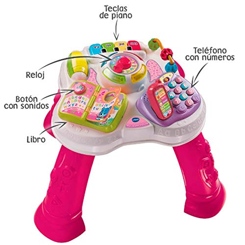 VTech Baby - Mesita parlanchina 2 en 1, mesa de actividades infantil con panel interactivo de actividades extraíble (80-148057)