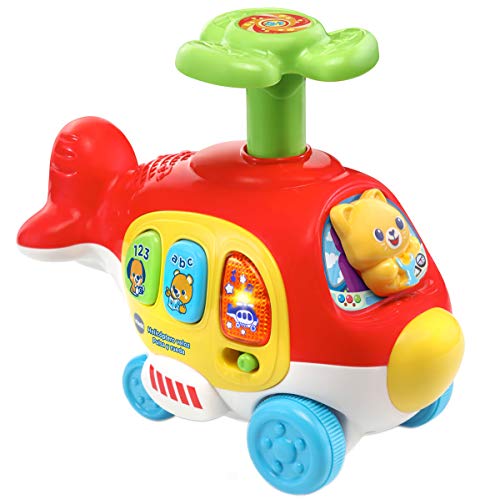 VTech- Helicóptero Veloz Arrastre Interactivo, pulsa, Rueda, Juega, Color (3480-513922)